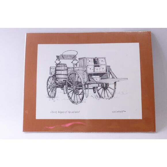 Chuck Wagon of the Old West, Digital Print, Drawing, 1980, G E Geivett, Vehicle, - Picture 1 of 3